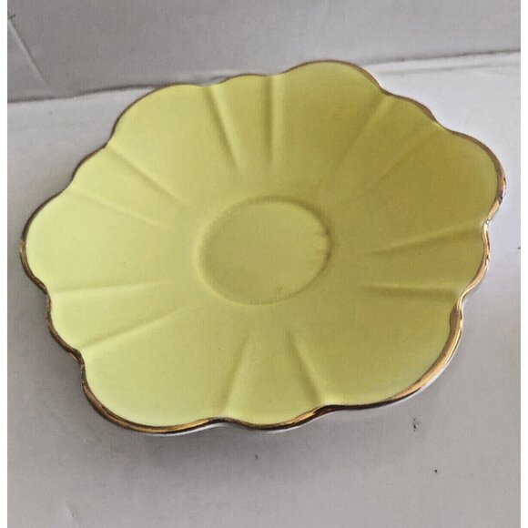 Royal Stuart Spencer Stevenson Cup & Saucer Harlequin Petal Shape Yellow / 1950s - Picture 4 of 11